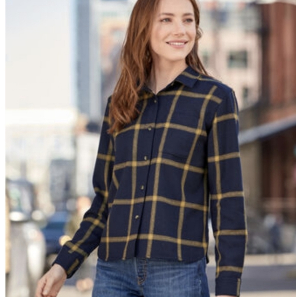 Pendleton Navy and Yellow Plaid Button Down Shirt